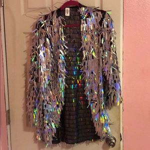 RAVE WEAR. Silver sequin robe